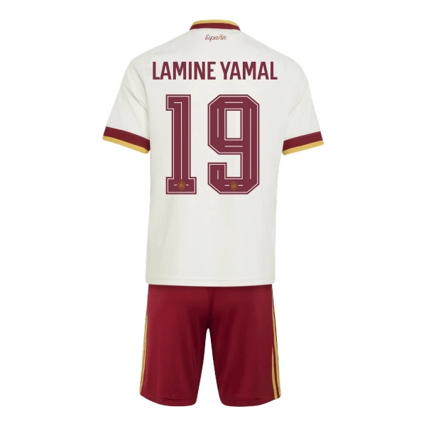Spanien Bortaställ VM 2026 Barn – Lamine Yamal #19 Fotbollströjor