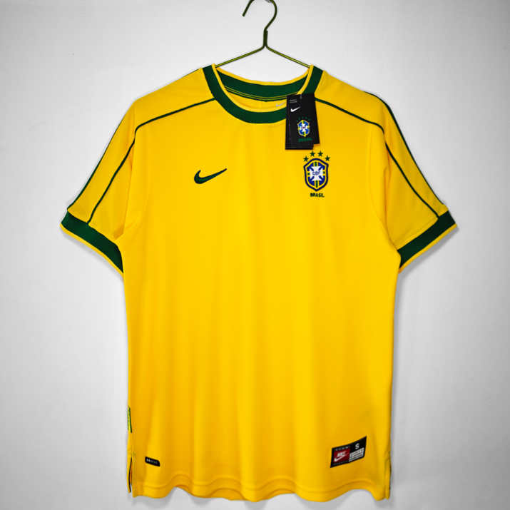 Brasilien Fotbollströja 1998 Hemma Retro Herr