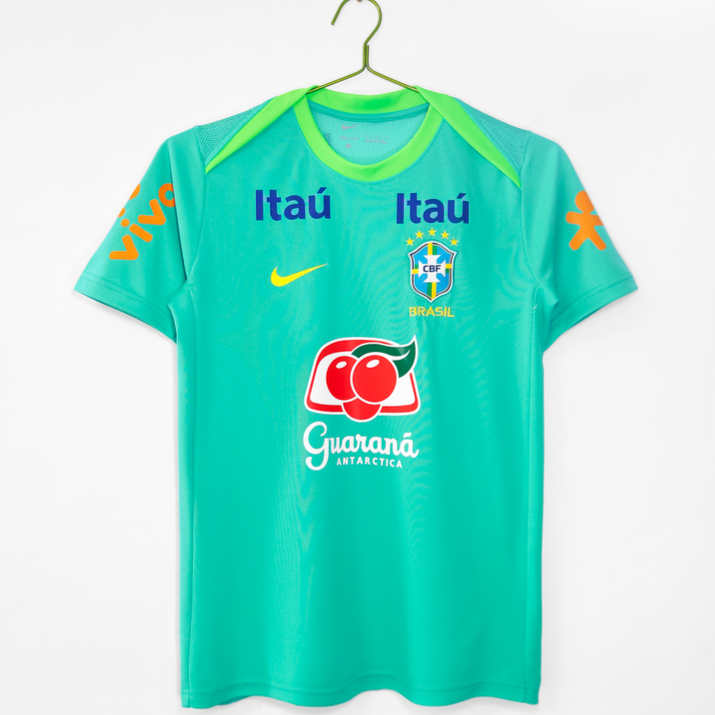 Brasilien Träningströja 2024 Retro Ljusgrön Herr Fotbollströja