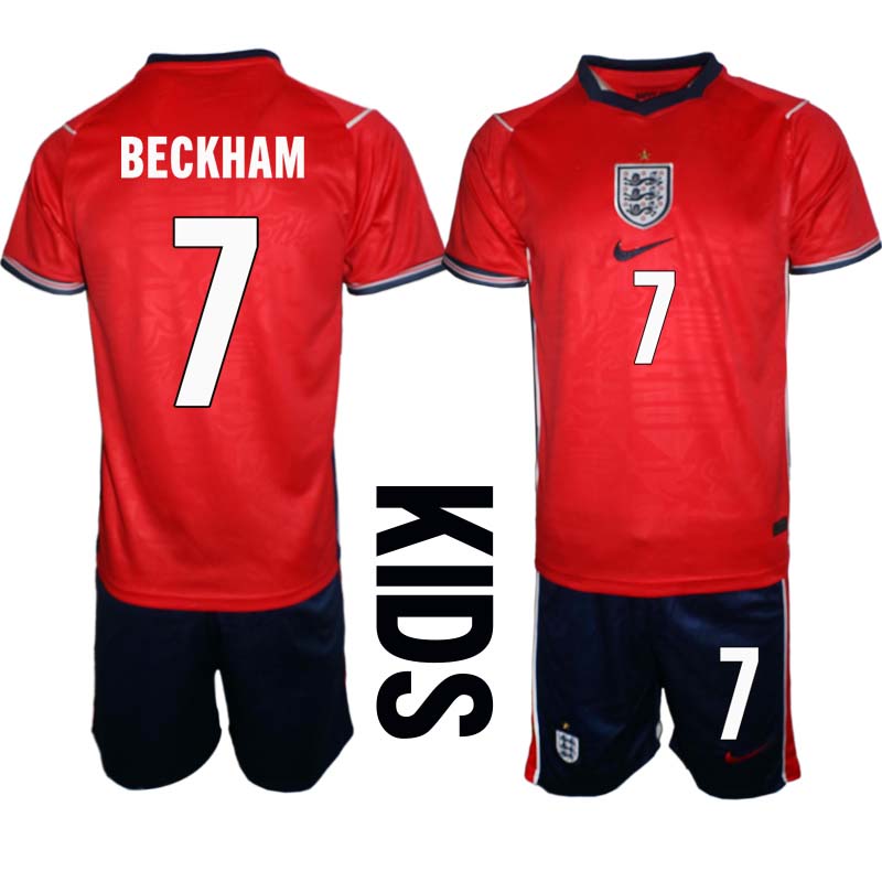 England tröja VM 2026 Borta David Beckham 7 Barn Fotbollsset