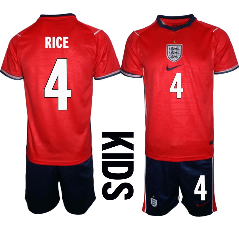 England tröja VM 2026 Borta Declan Rice 4 Barn Fotbollsset