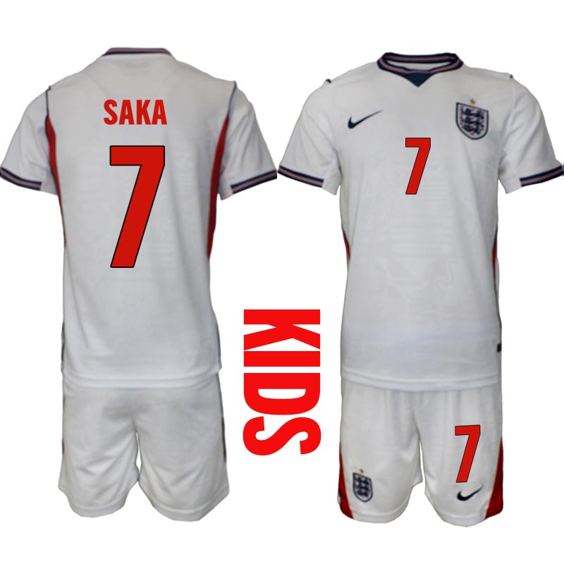 England tröja VM 2026 Hemma Bukayo Saka 7 Barn Fotbollsset