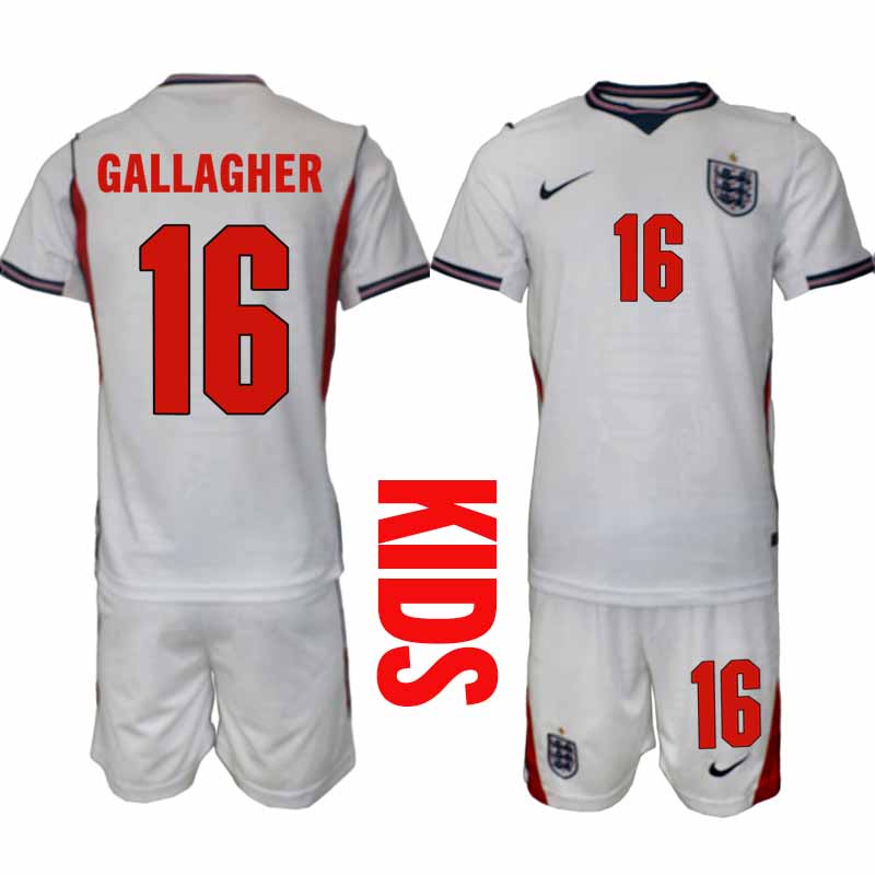 England tröja VM 2026 Hemma Conor Gallagher 16 Barn Fotbollsset