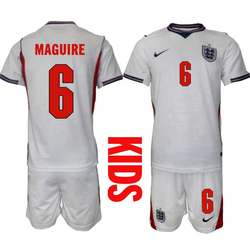 England tröja VM 2026 Hemma Harry Maguire 6 Barn Fotbollsset