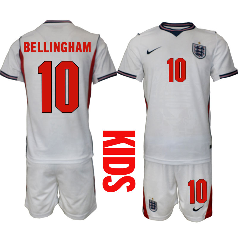 England tröja VM 2026 Hemma Jude Bellingham 10 Barn Fotbollsset