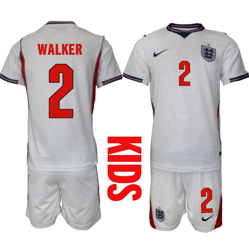 England tröja VM 2026 Hemma Kyle Walker 2 Barn Fotbollsset