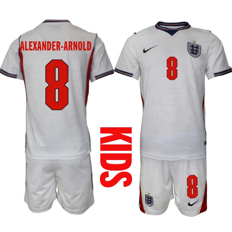 England tröja VM 2026 Hemma Trent Alexander-Arnold 8 Barn Fotbollsset