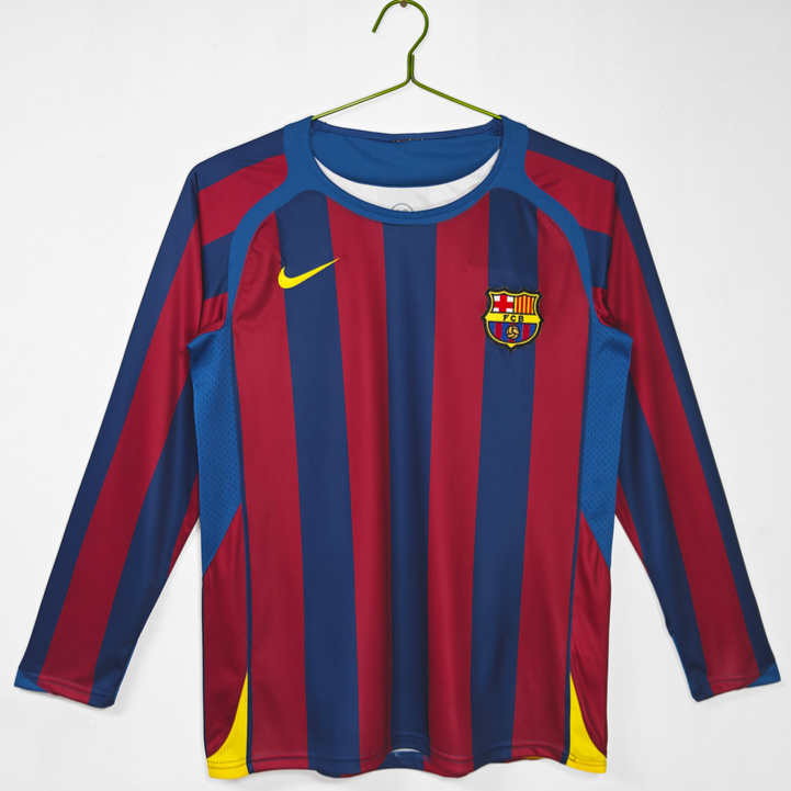 FC Barcelona Hemmatröja 2005/06 Retro Långärmad Herr Fotbollströja
