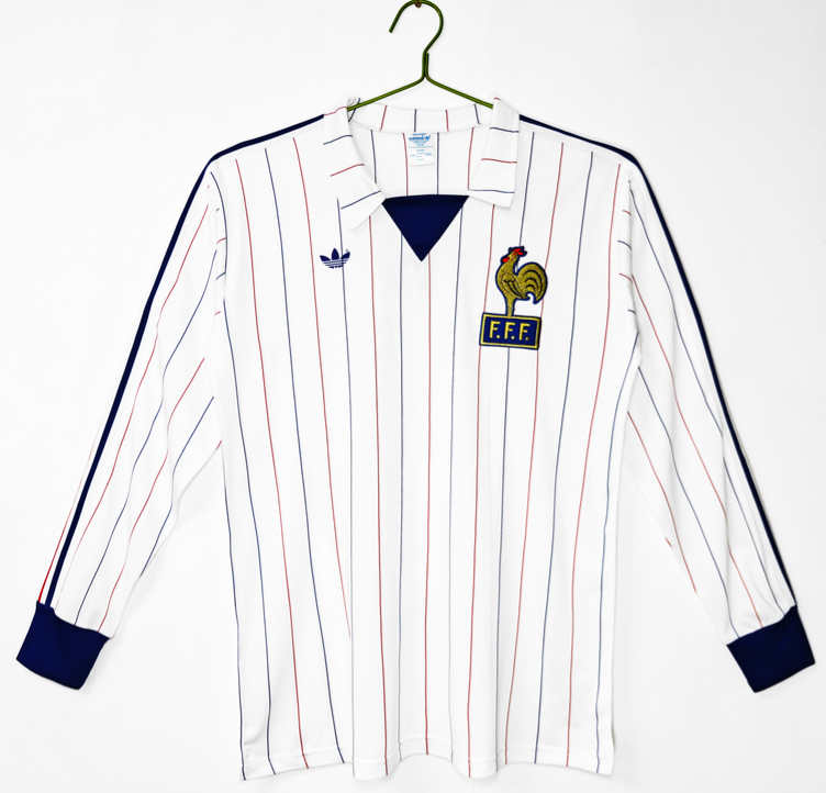 Frankrike 1980/82 Bortatröja Retro Långärmad Herr matchtröja