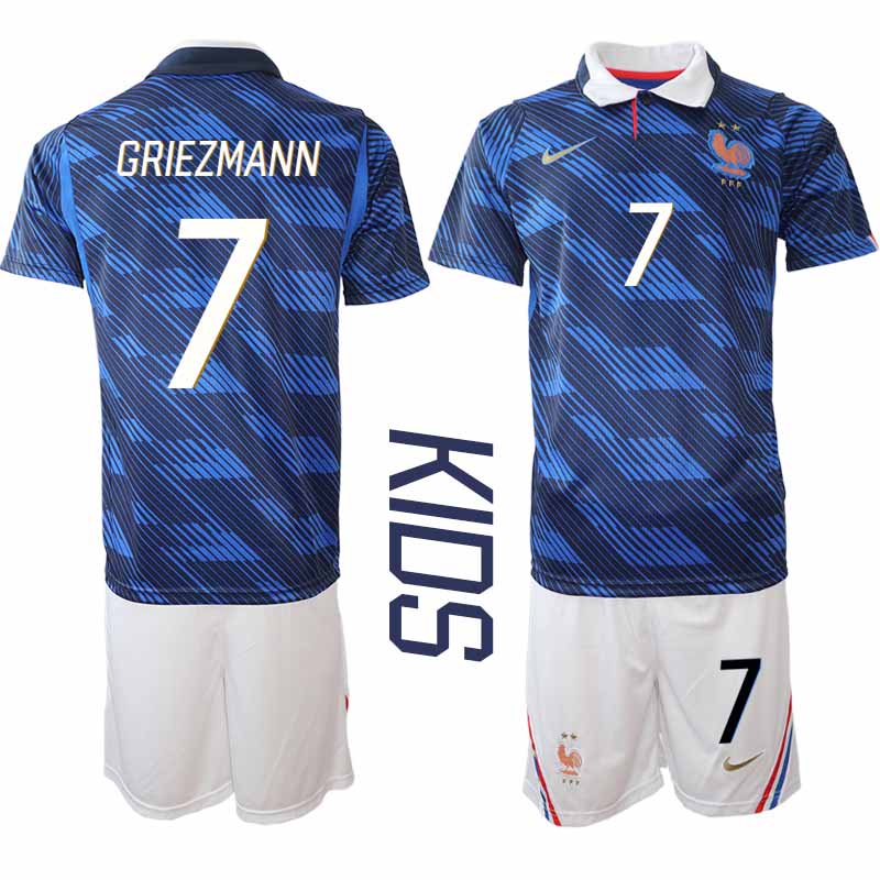 Frankrike Hemma VM 2026 Barn Antoine Griezmann 7 Tröja och Shorts
