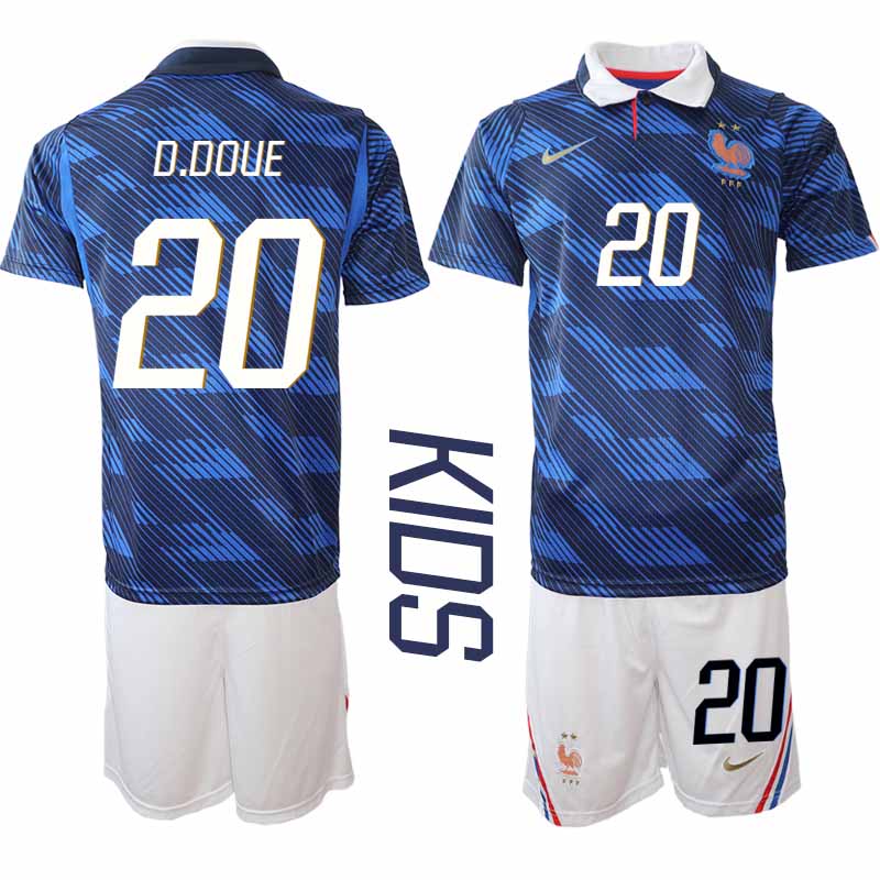 Frankrike Hemma VM 2026 Barn Désiré Doué 20 Tröja och Shorts
