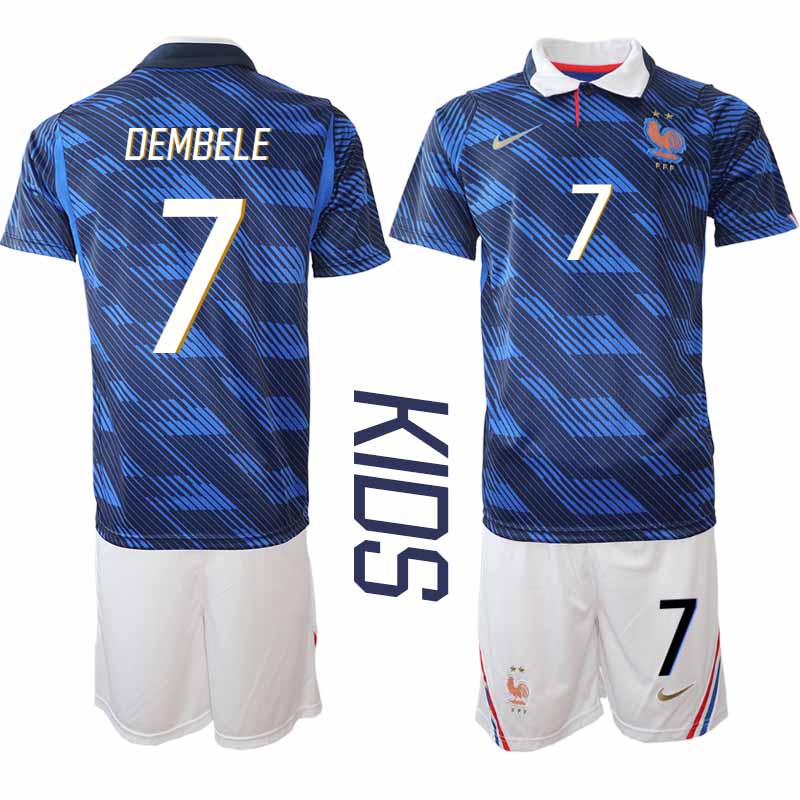 Frankrike Hemma VM 2026 Barn Ousmane Dembélé 7 Tröja och Shorts