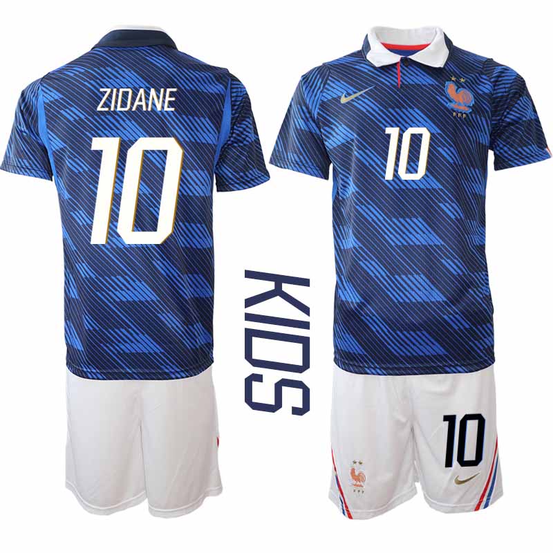 Frankrike Hemma VM 2026 Barn Zinedine Zidane 10 Tröja och Shorts