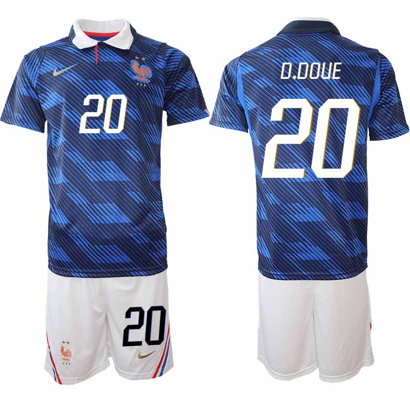 Frankrike Hemma VM 2026 Herr Désiré Doué 20 Tröja och Shorts