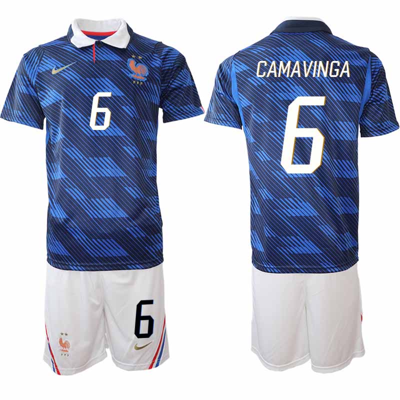 Frankrike Hemma VM 2026 Herr Eduardo Camavinga 6 Tröja och Shorts