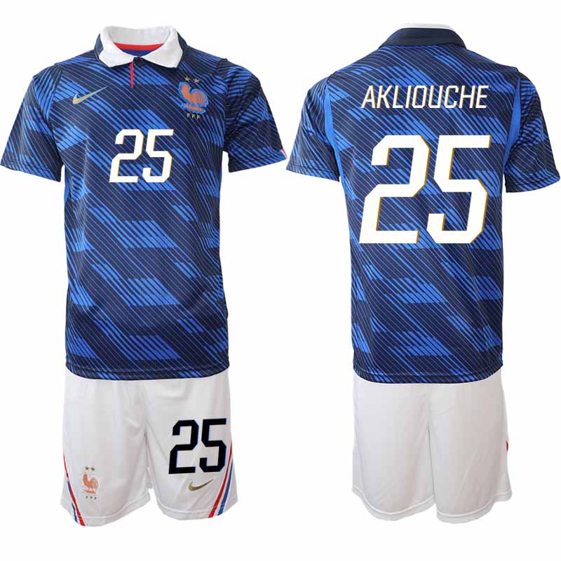Frankrike Hemma VM 2026 Herr Maghnes Akliouche 25 Tröja och Shorts