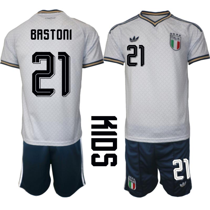 Italien tröja VM 2026 Borta Barn Alessandro Bastoni 21 Fotbollsställ
