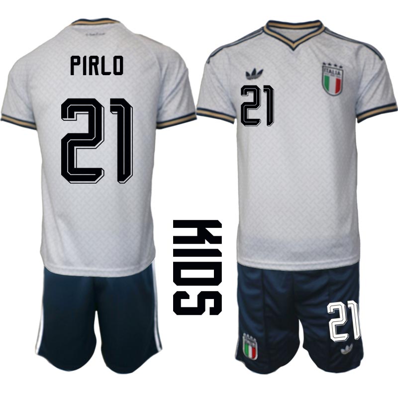 Italien tröja VM 2026 Borta Barn Andrea Pirlo 21 Fotbollsställ