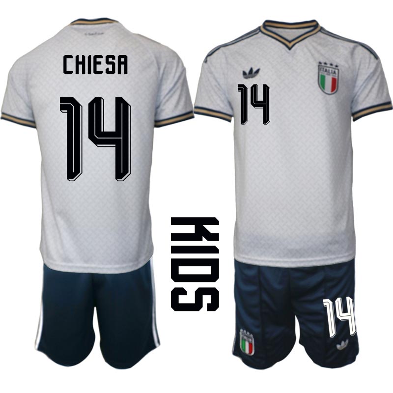 Italien tröja VM 2026 Borta Barn Federico Chiesa 14 Fotbollsställ