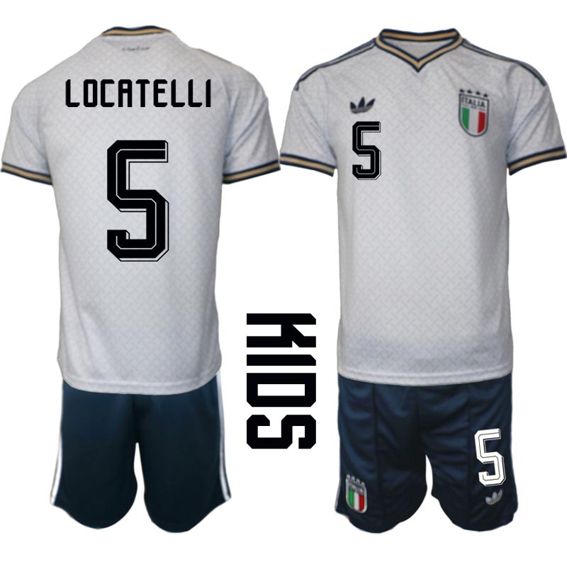 Italien tröja VM 2026 Borta Barn Manuel Locatelli 5 Fotbollsställ