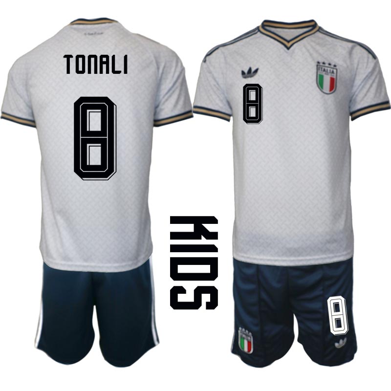 Italien tröja VM 2026 Borta Barn Sandro Tonali 8 Fotbollsställ