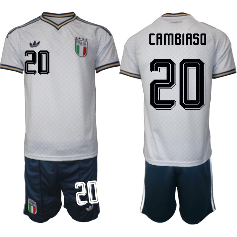 Italien Fotbollströja VM 2026 Borta Herr Andrea Cambiaso 20 Fotbollsställ