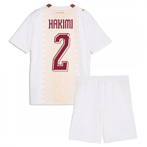 Marocko VM 2026 Achraf Hakimi #2 Bortaställ Barn Fotbollskit (Tröja + Shorts)