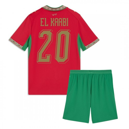 Marocko VM 2026 Ayoub El Kaabi #20 Hemma Barn Fotbollskit (Tröja + Shorts)
