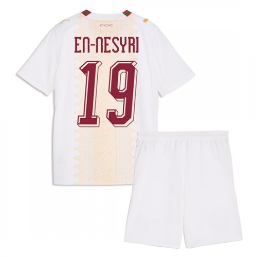 Marocko VM 2026 Youssef En-Nesyri #19 Bortaställ Barn Fotbollskit (Tröja + Shorts)