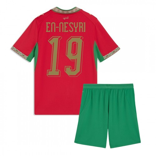 Marocko VM 2026 Youssef En-Nesyri #19 Hemma Barn Fotbollskit (Tröja + Shorts)