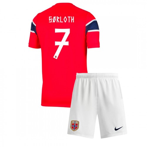 Norge VM 2026 Alexander Sørloth #7 Hemma Barn Fotbollskit (Tröja + Shorts)