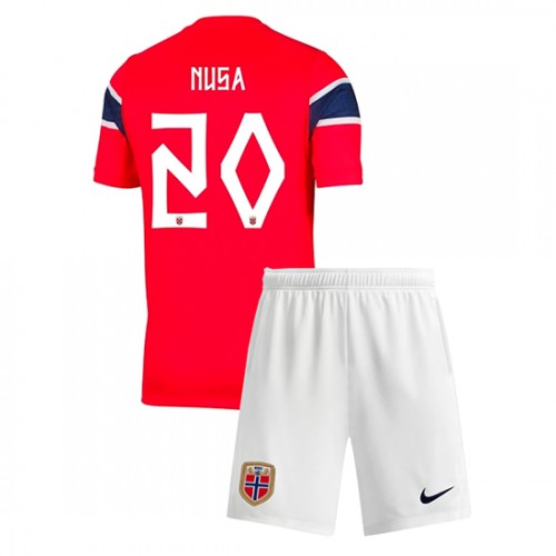 Norge VM 2026 Antonio Nusa #20 Hemma Barn Fotbollskit (Tröja + Shorts)