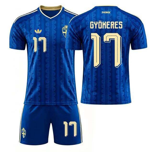 Sverige Bortaställ VM 2026 Barn Viktor Gyökeres 17 Fotbollskit