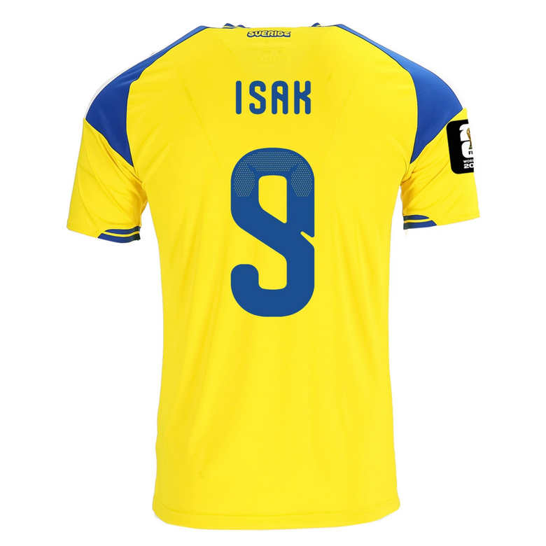 Sverige Hemma VM 2026 Alexander Isak 9 Herr Fotbollströjor med VM-Patch