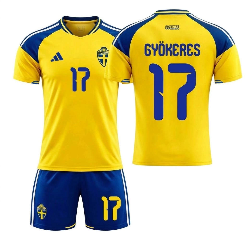 Sverige Hemma VM 2026 Barn Viktor Gyökeres 17 Fotbollskit