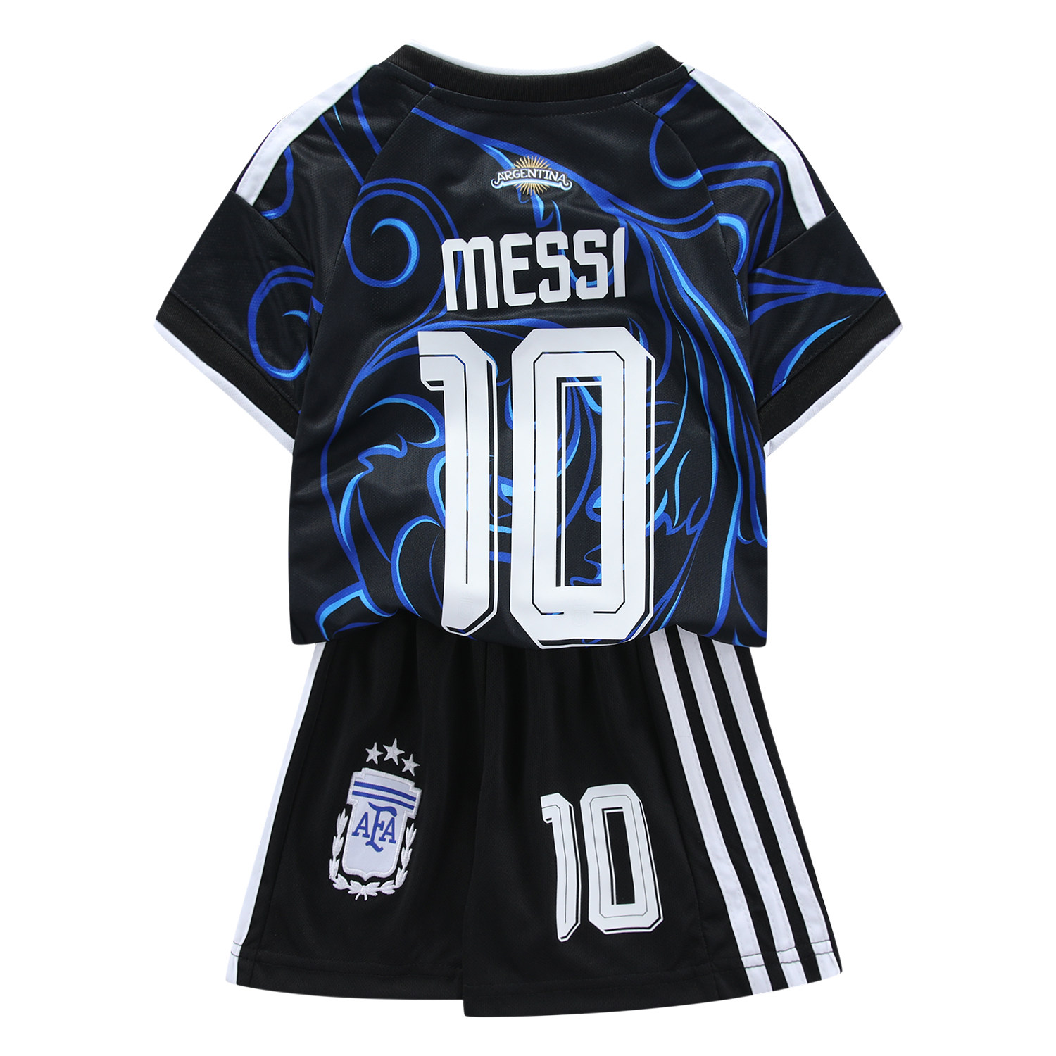 Argentina Fotbollströja VM 2026 Bortatröja Lionel Messi 10 Barn Fotbollsset