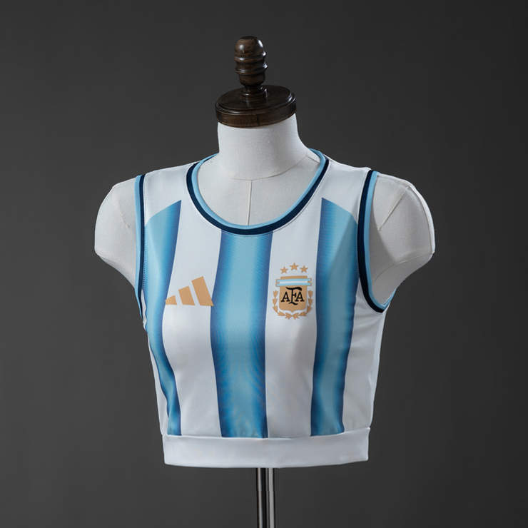 Argentina Matchtröja VM 2026 Hemma Dam Crop Top Fotbollslinne