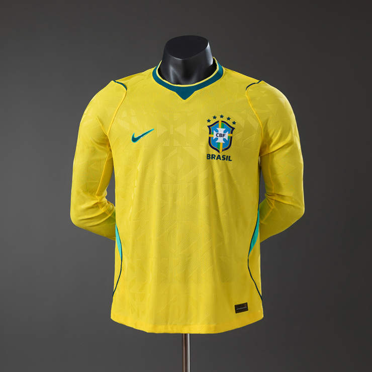 Brasilien Landslagtröja VM 2026 Hemmaställ Långärmad matchtröja Herr