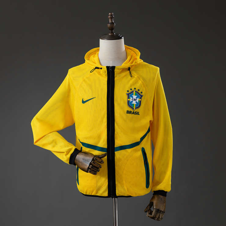 Brasilien tröja VM 2026 Anthem Jacka Gul Herr Fotbollsträningsjacka