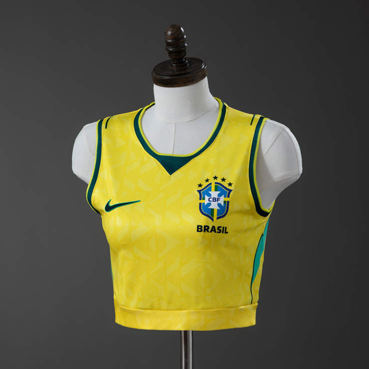 Brasilien Hemmaställ VM 2026 Dam Crop Top Fotbollslinne