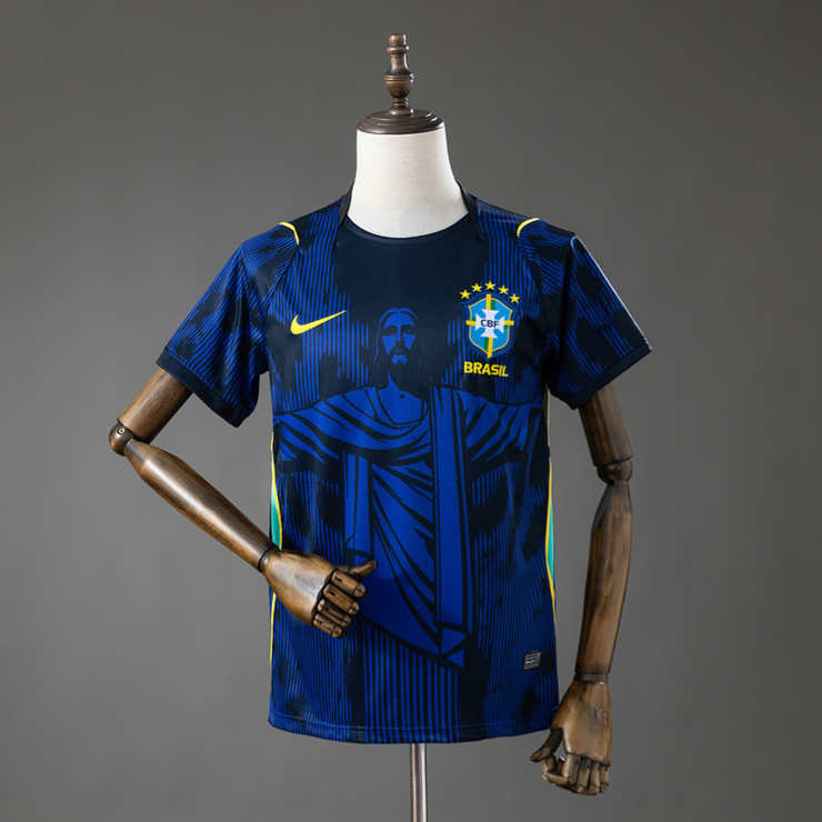 Brasilien tröja VM 2026 Jesus Edition Blå Herr Kortärmad