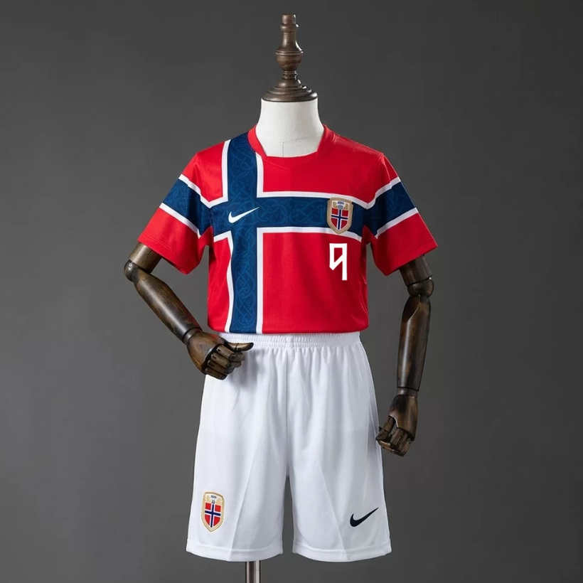 Norge matchtröja VM 2026 Erling Haaland 9 Hemma Barn Replica Set-1