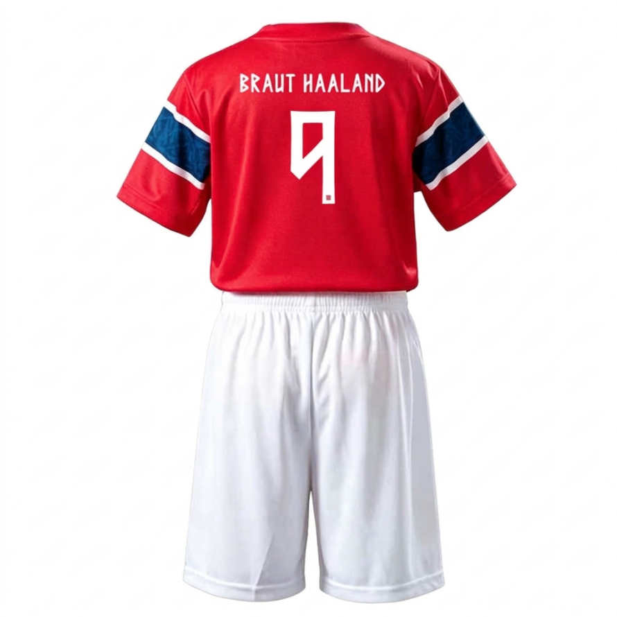 Norge matchtröja VM 2026 Erling Haaland 9 Hemma Barn Replica Set