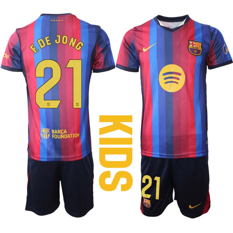 FC Barcelona tröja 2026/27 Frenkie de Jong 6 Barn Hemmatröja Fotbollsset