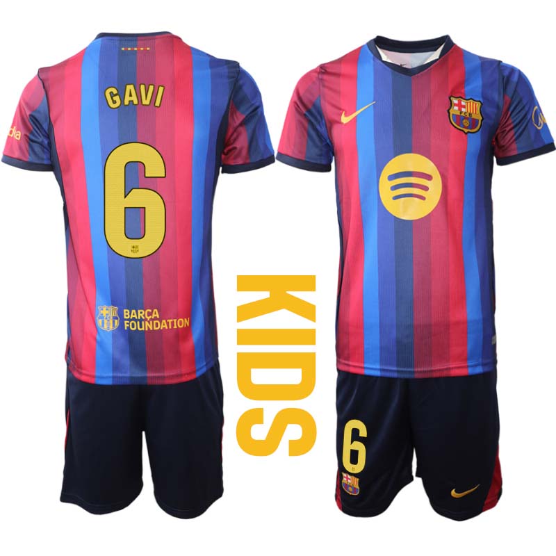 FC Barcelona tröja 2026/27 Gavi 6 Barn Hemmatröja Fotbollsset