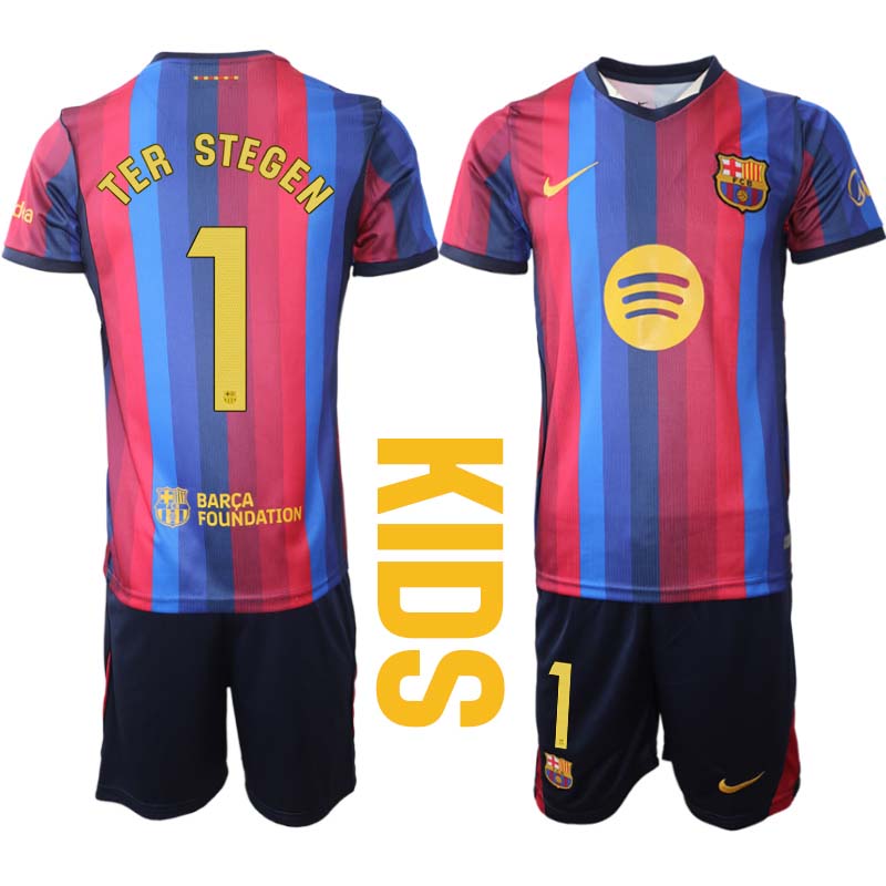 FC Barcelona tröja 2026/27 Marc-André ter Stegen 1 Barn Hemmatröja Fotbollsset