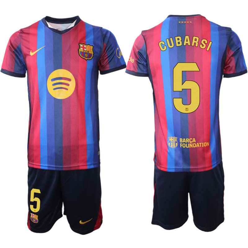 FC Barcelona Fotbollskläder 2026/27 Pau Cubarsí 5 Herr Hemmatröja Set