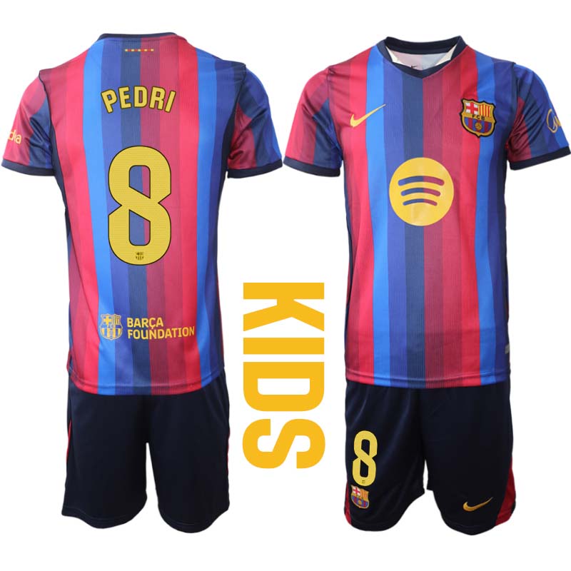 FC Barcelona tröja 2026/27 Pedri 8 Barn Hemmatröja Fotbollsset