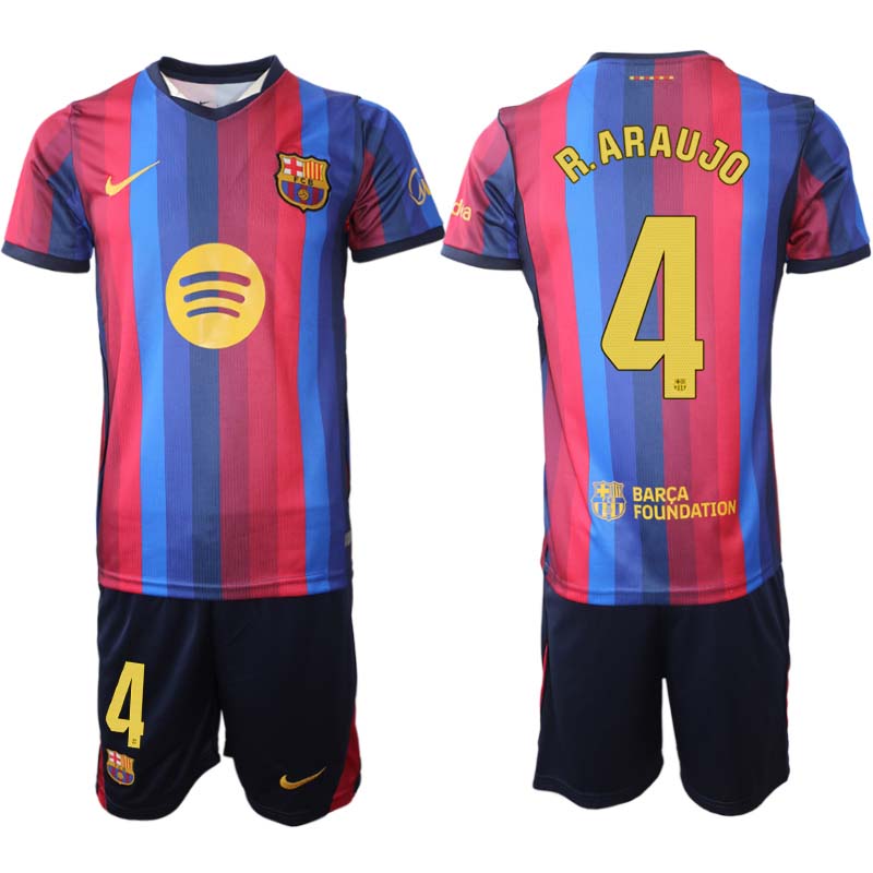 FC Barcelona Fotbollskläder 2026/27 Ronald Araujo 4 Herr Hemmatröja Set
