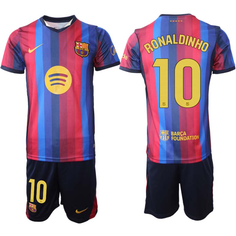FC Barcelona Fotbollskläder 2026/27 Ronaldinho 10 Herr Hemmatröja Set